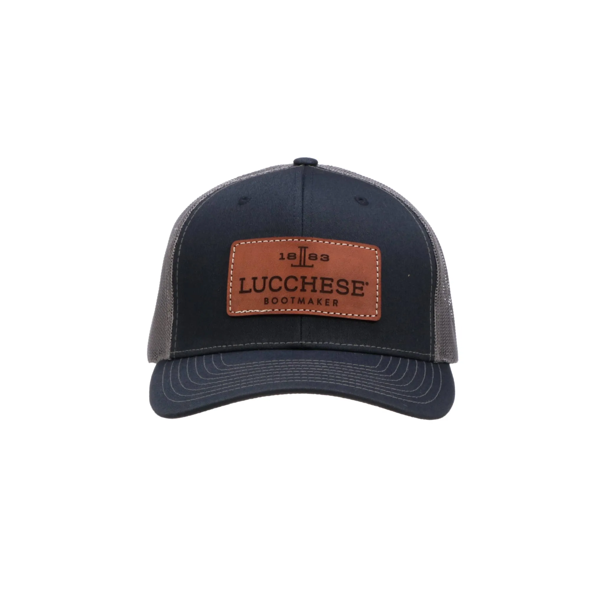 Leather Patch Cap :: Navy   Charcoal