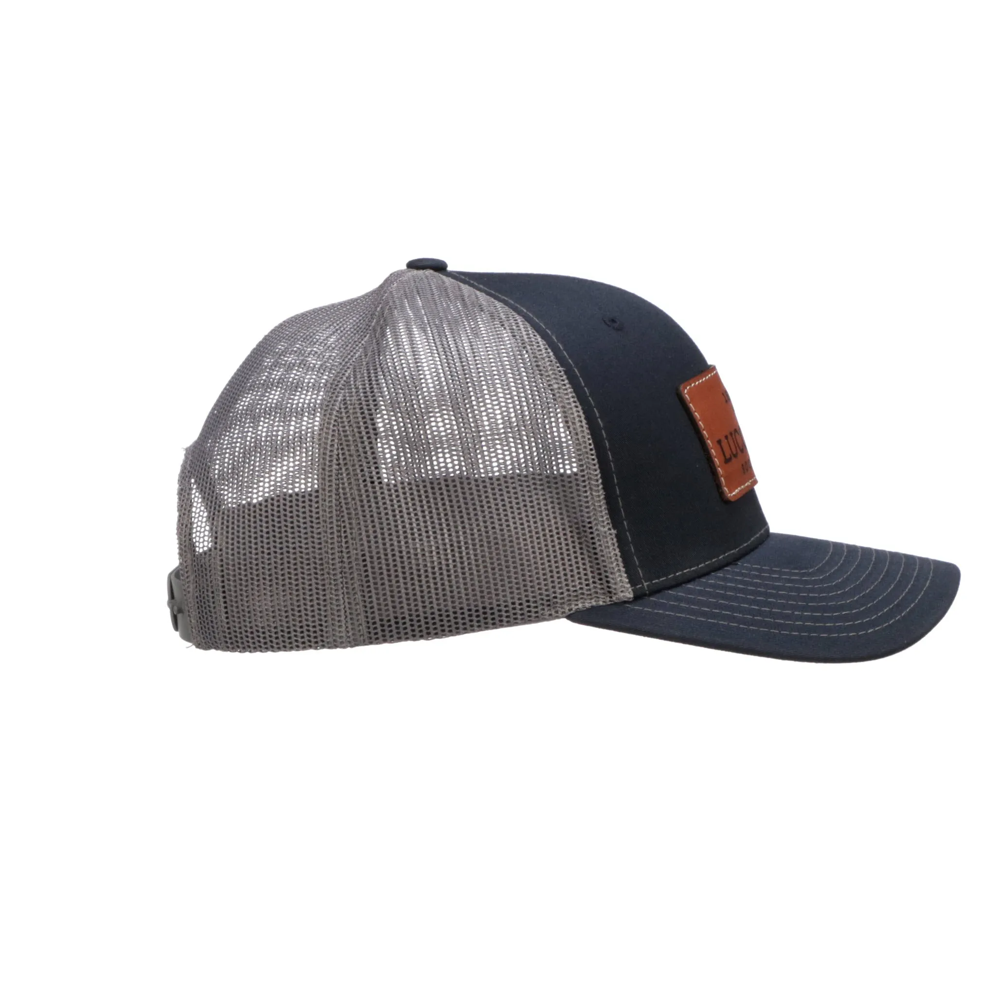 Leather Patch Cap :: Navy   Charcoal