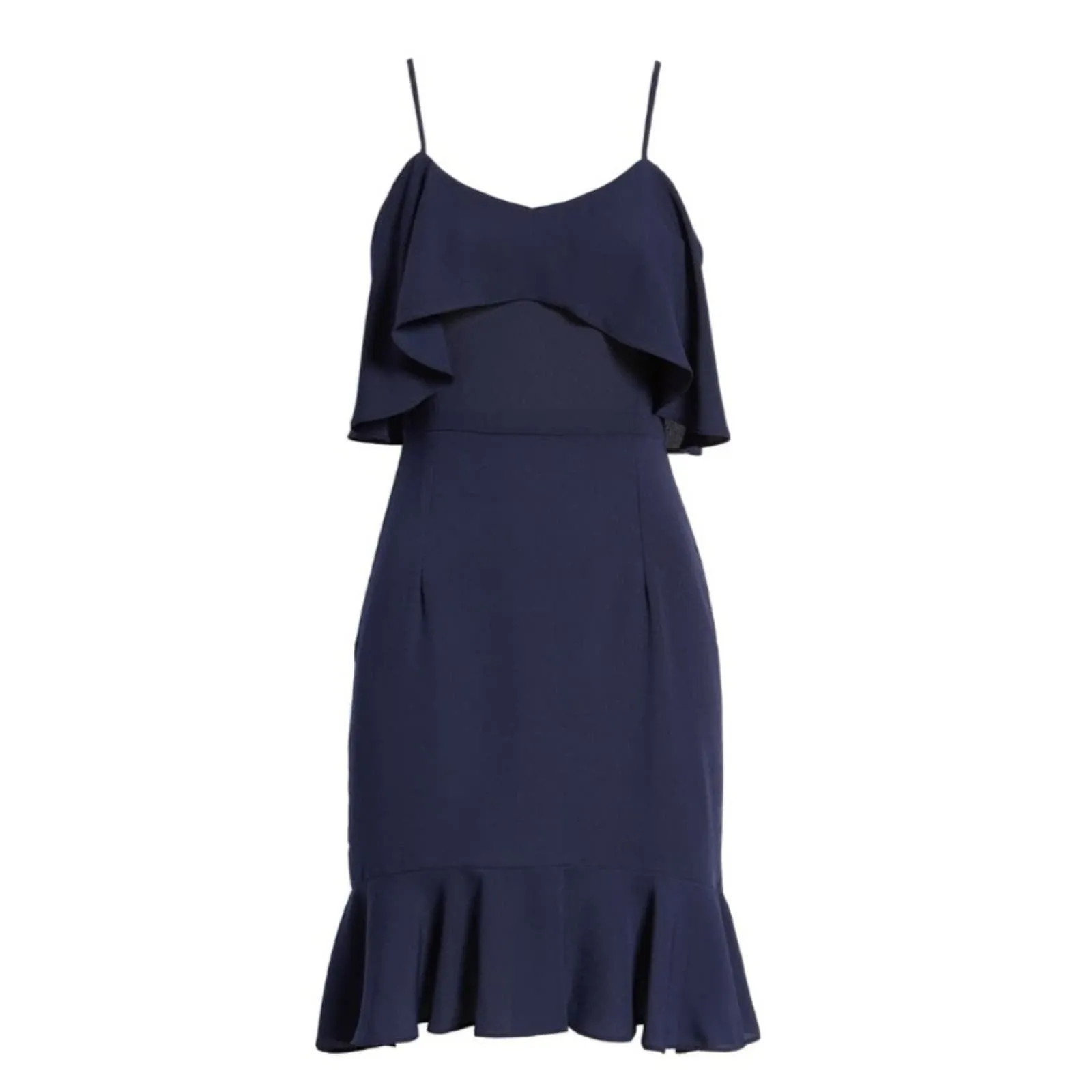 Leith Double Ruffle Flounce Dress Navy Large