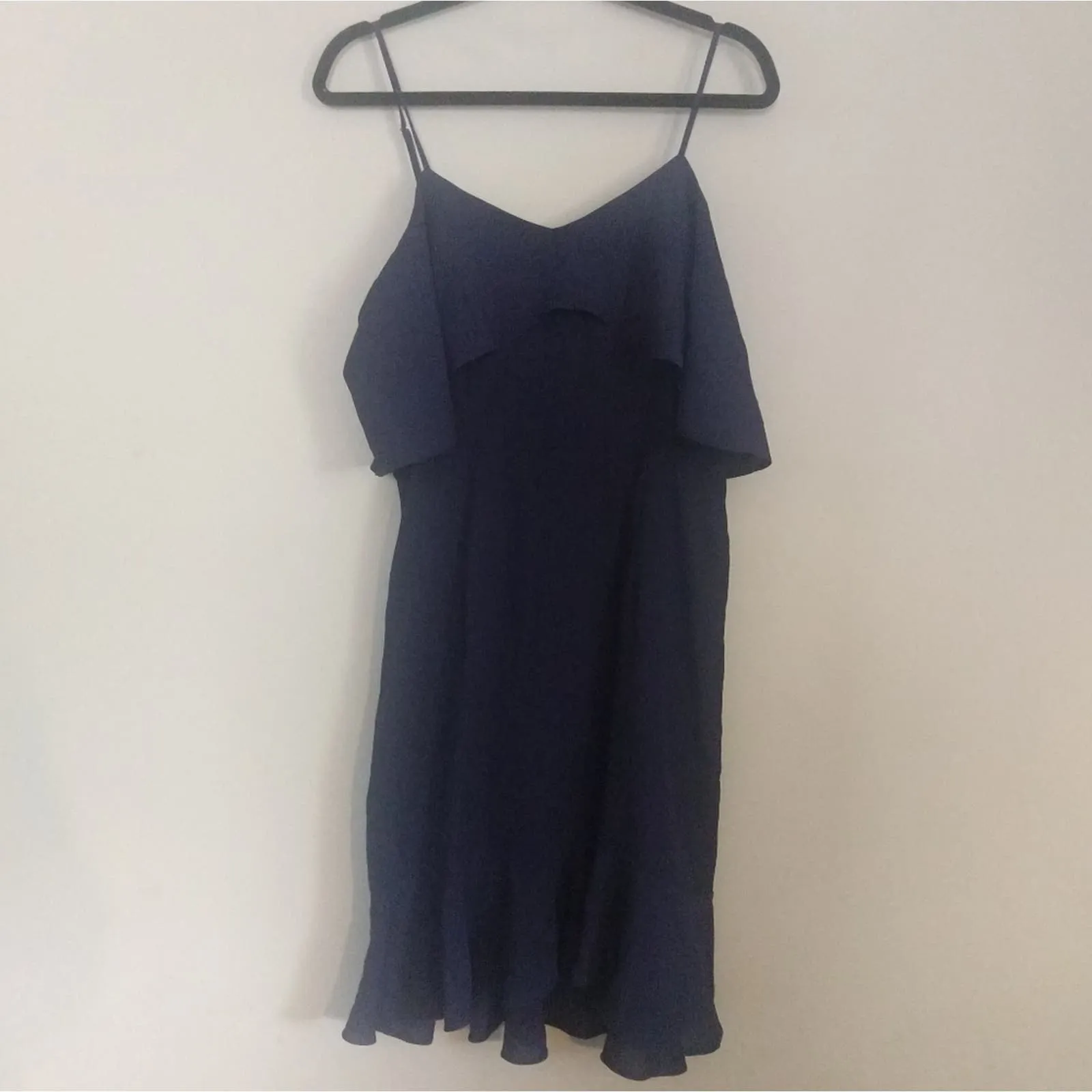 Leith Double Ruffle Flounce Dress Navy Large