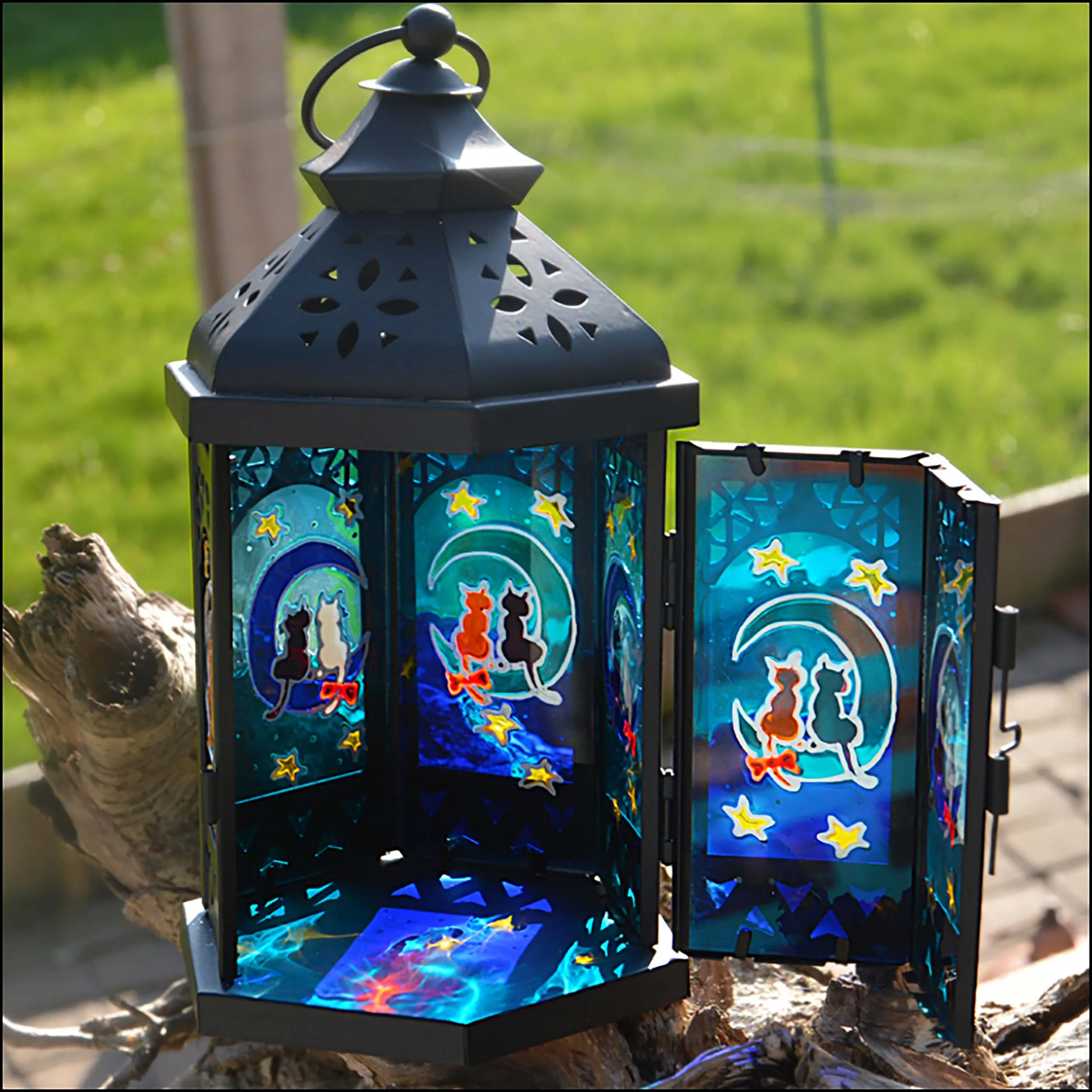 Little Cats on the Moon Moroccan Lantern