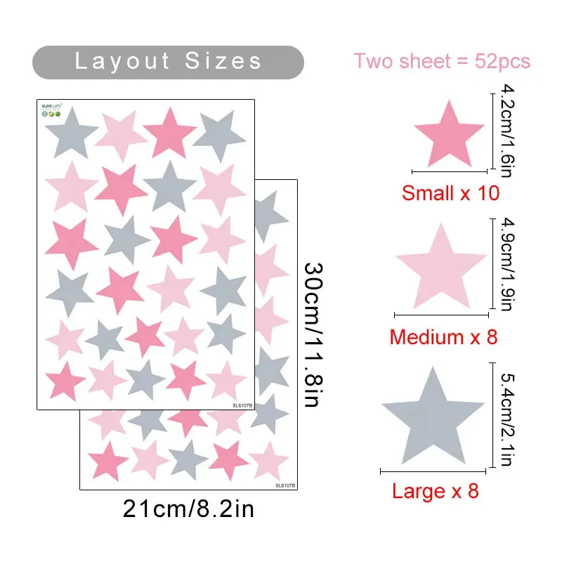 Little Stars Wall Decals For Nursery Room Wall Decor Removable Peel & Stick PVC Wall Stickers For Kid's Room Bedroom Wall Creative DIY Home Decor