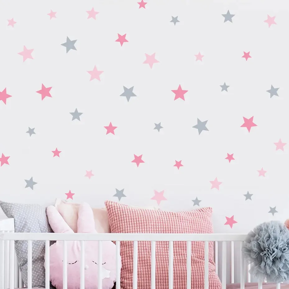 Little Stars Wall Decals For Nursery Room Wall Decor Removable Peel & Stick PVC Wall Stickers For Kid's Room Bedroom Wall Creative DIY Home Decor