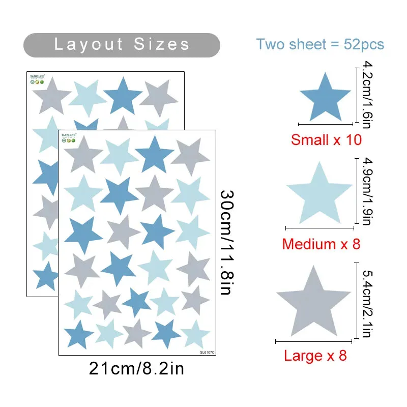 Little Stars Wall Decals For Nursery Room Wall Decor Removable Peel & Stick PVC Wall Stickers For Kid's Room Bedroom Wall Creative DIY Home Decor