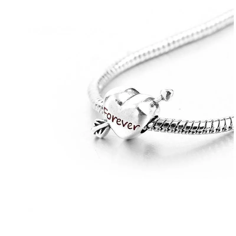 Love Forever Cupid’s Arrow Heart Charm 925 Sterling Silver