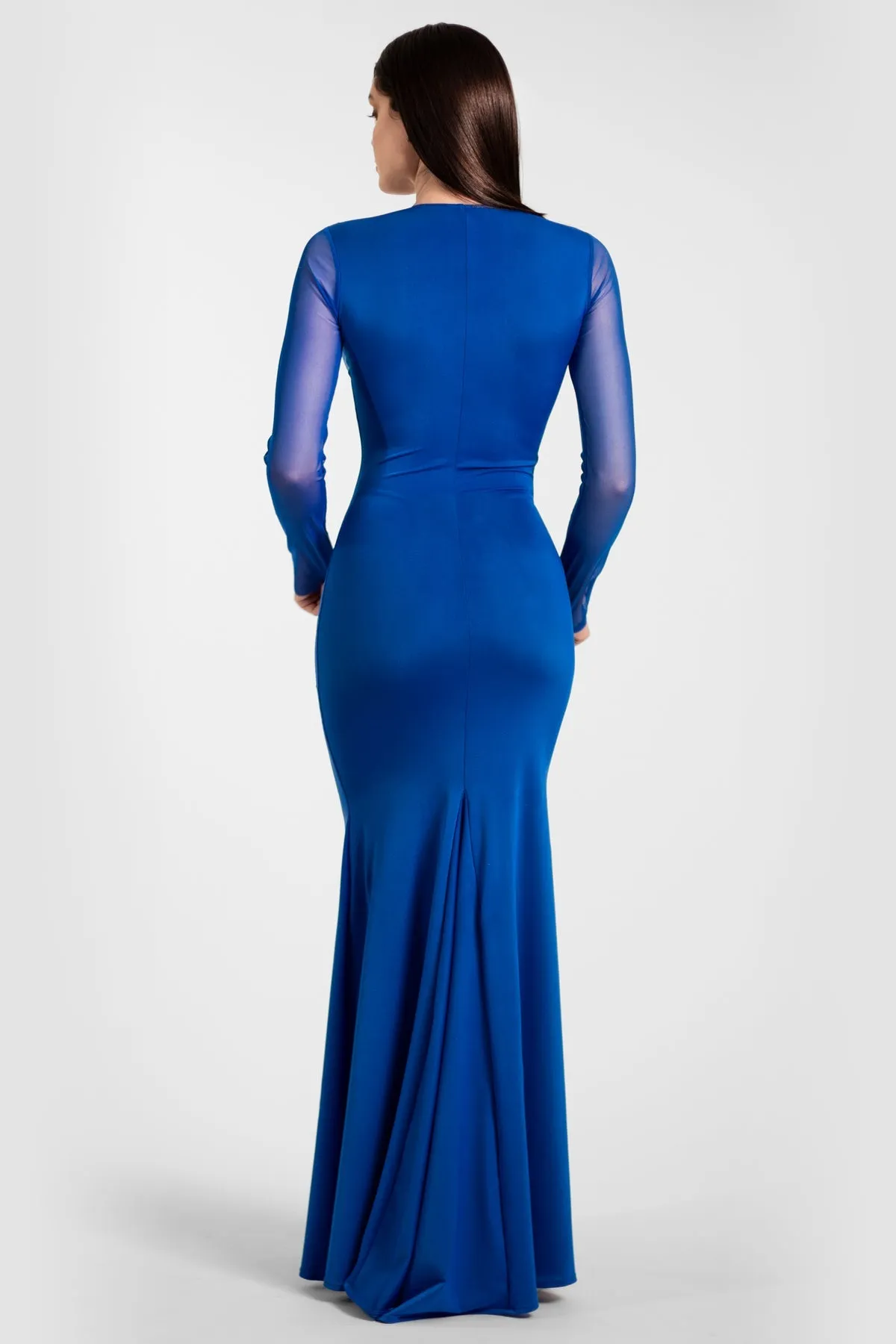 Madrid Painted Long Dress Royal Blue Silver