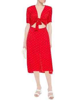 Maje Red Polka-Dot Tie Dress