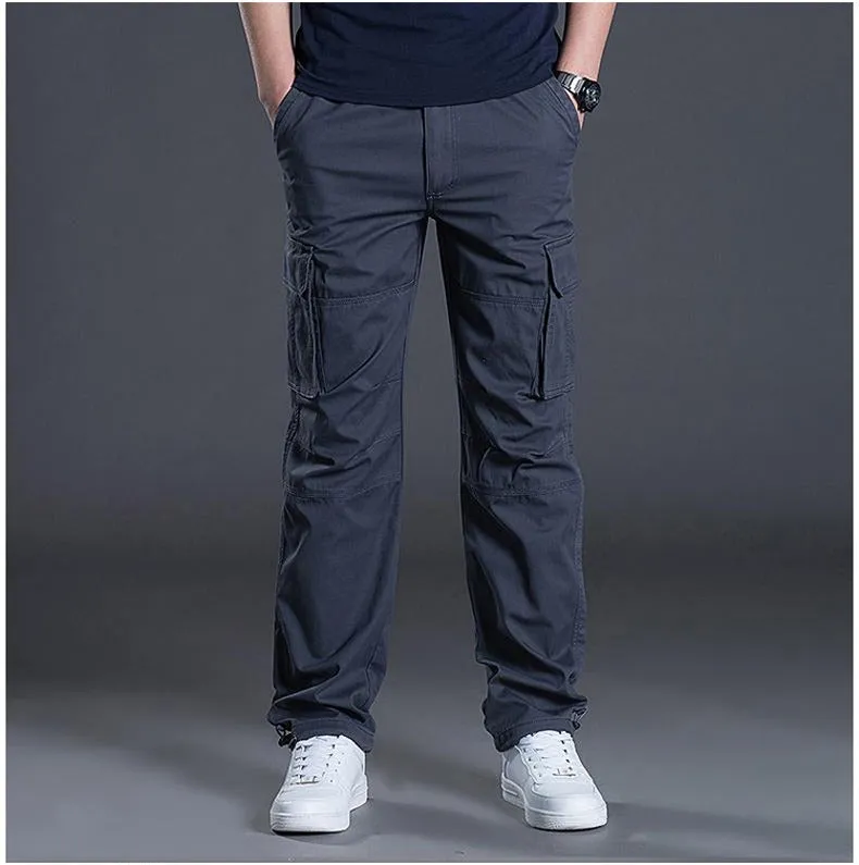 Men's Cargo Pants Casual Multi Pockets Military Tactical Long Trousers Outwear Straight Winter Pants | J117