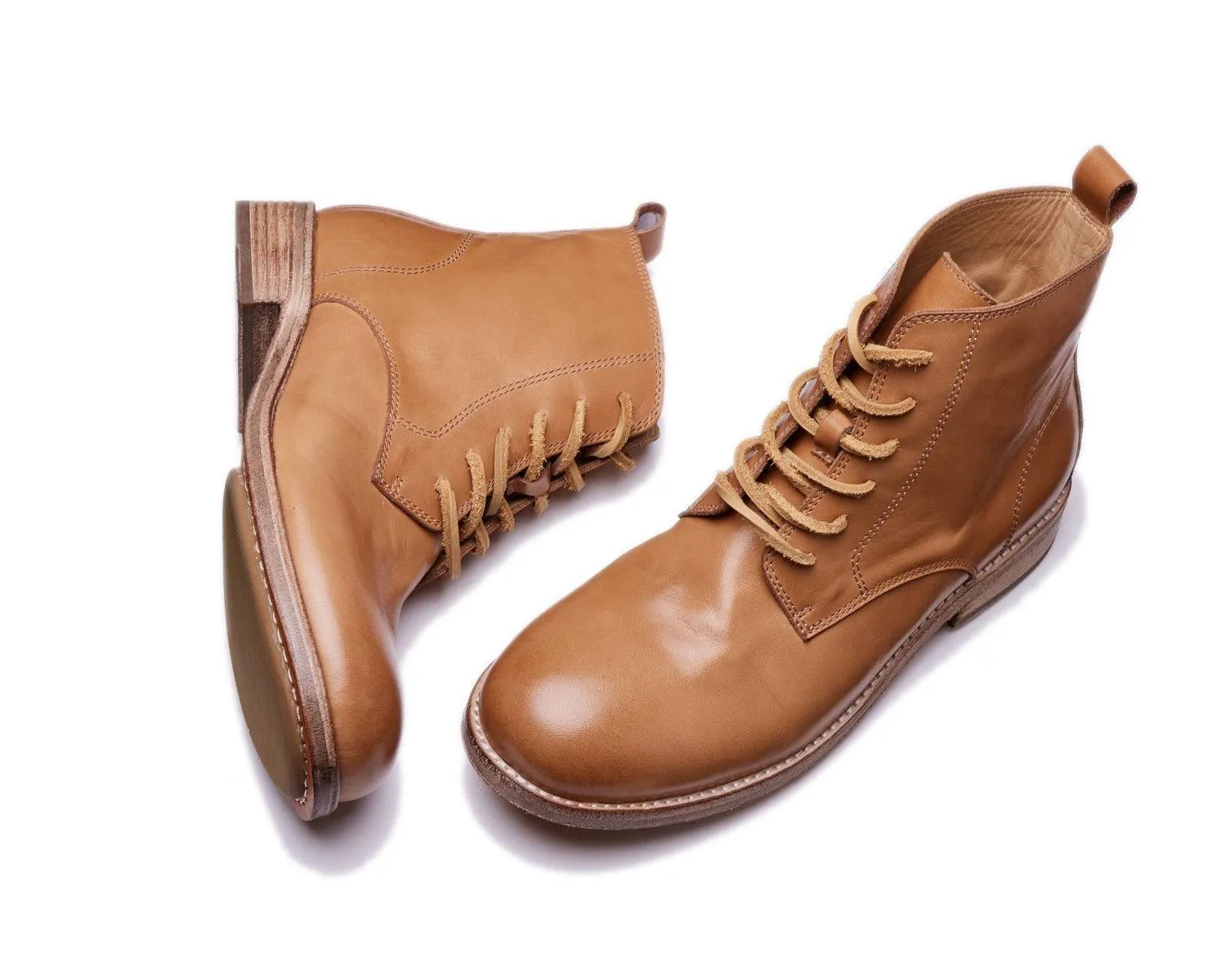 Men's Vintage-Style Leather Trench Boots | Durable Skin Boots for Outdoor Wear