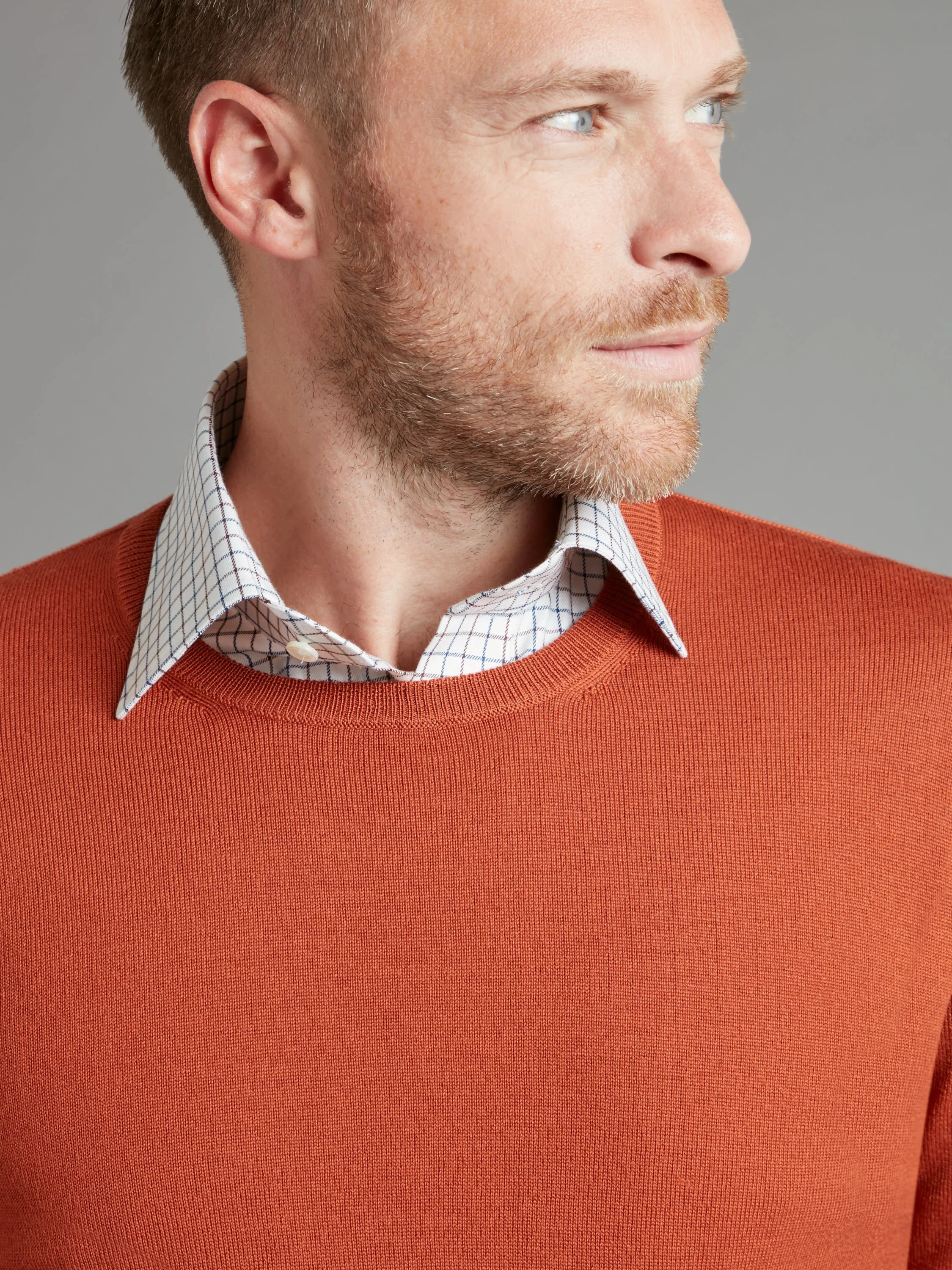 Merino Crew Neck Sweater - Rust