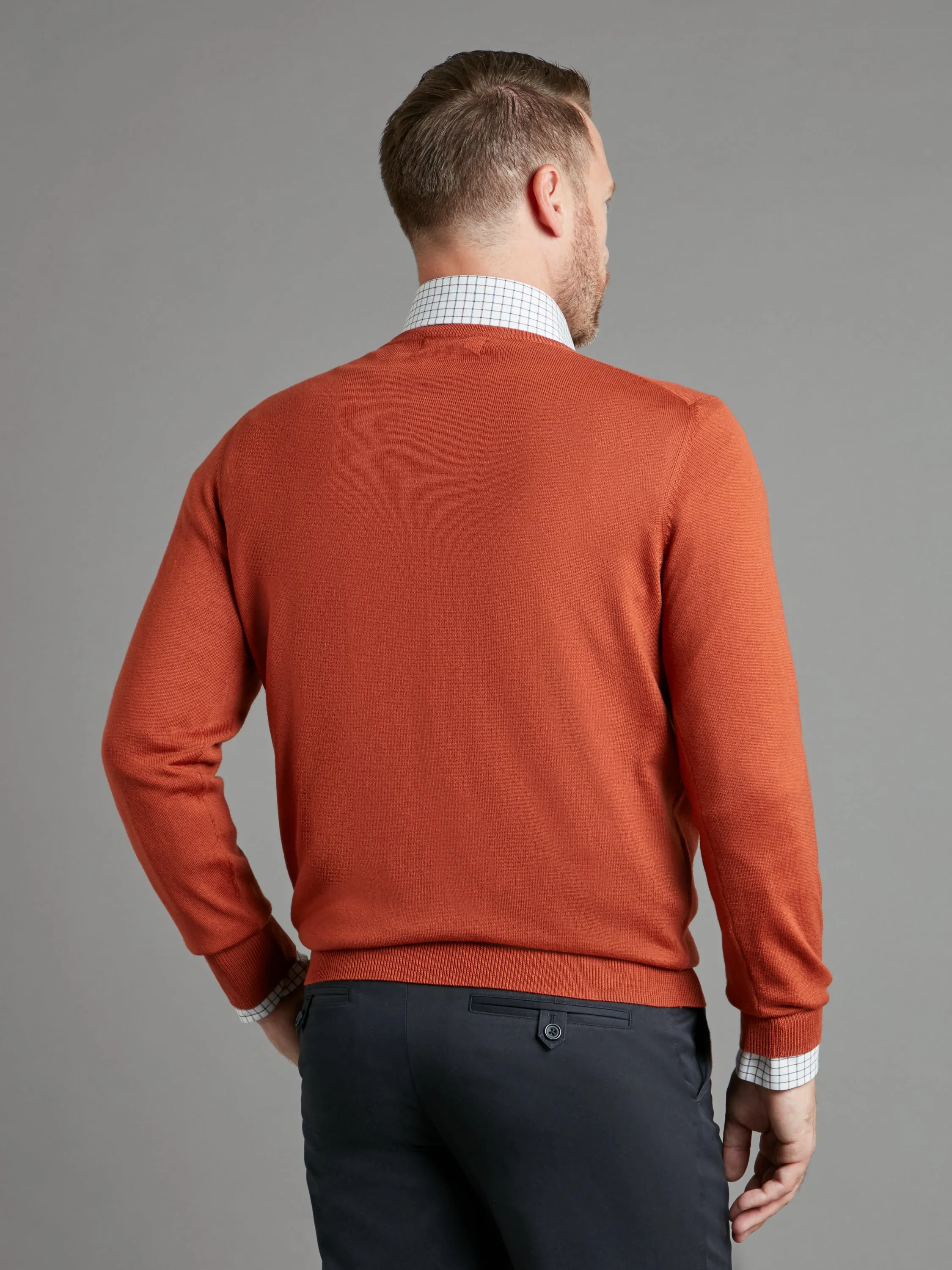 Merino Crew Neck Sweater - Rust