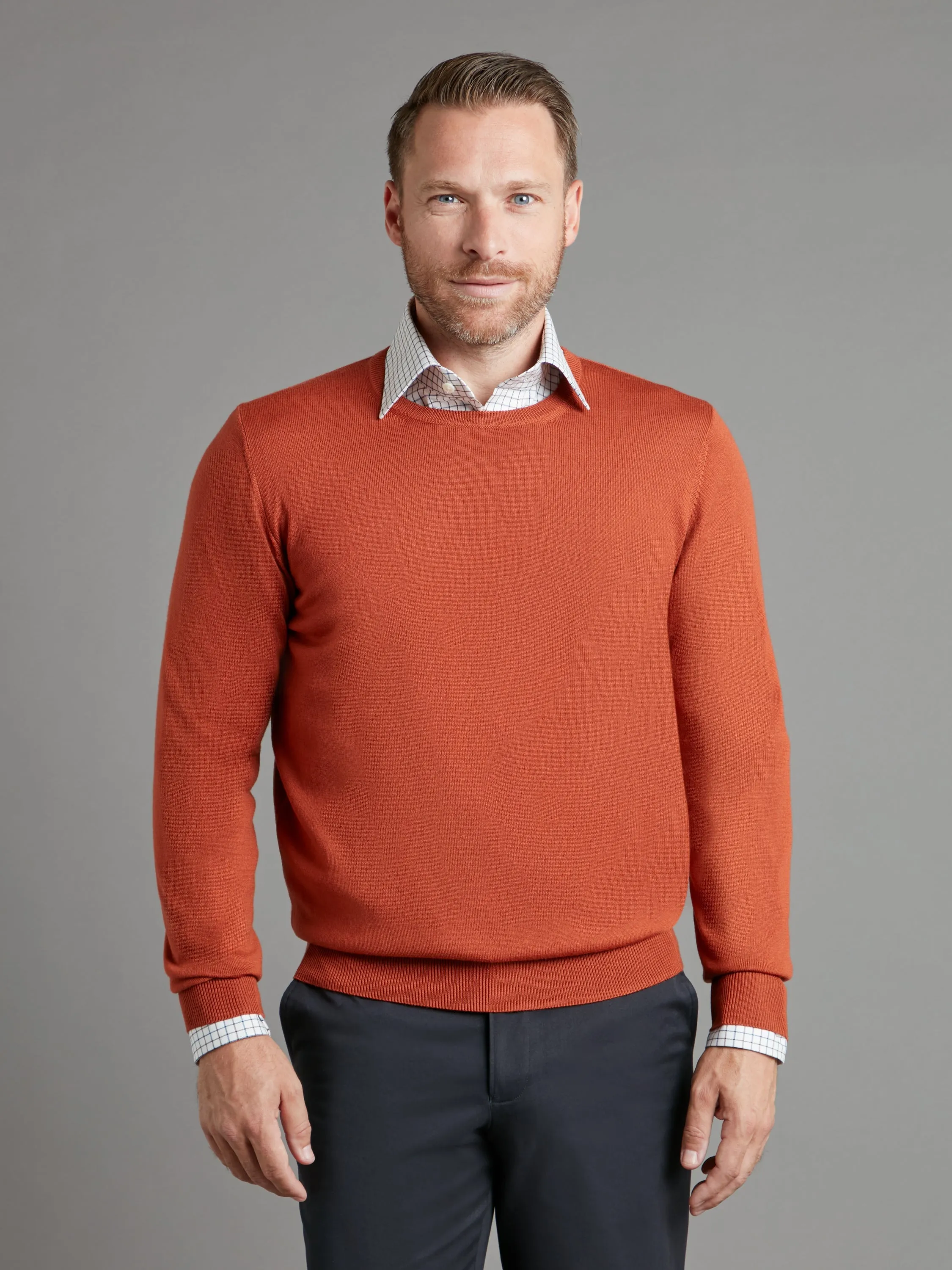 Merino Crew Neck Sweater - Rust