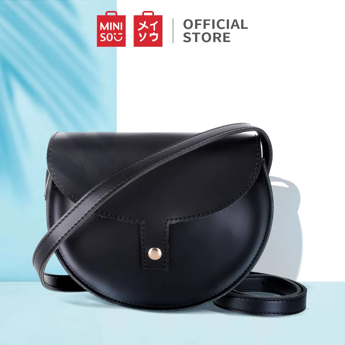 MINISO Retro Semicircle Crossbody Bag (Black)