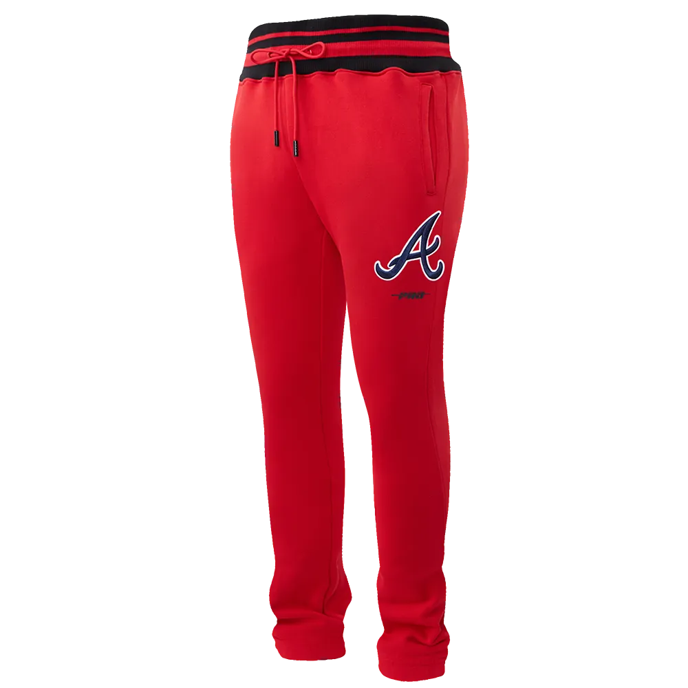 MLB ATLANTA BRAVES SCRIPT TAIL MEN'S RIB FLC SWEATPANT (RED/MIDNIGHT NAVY/RED)