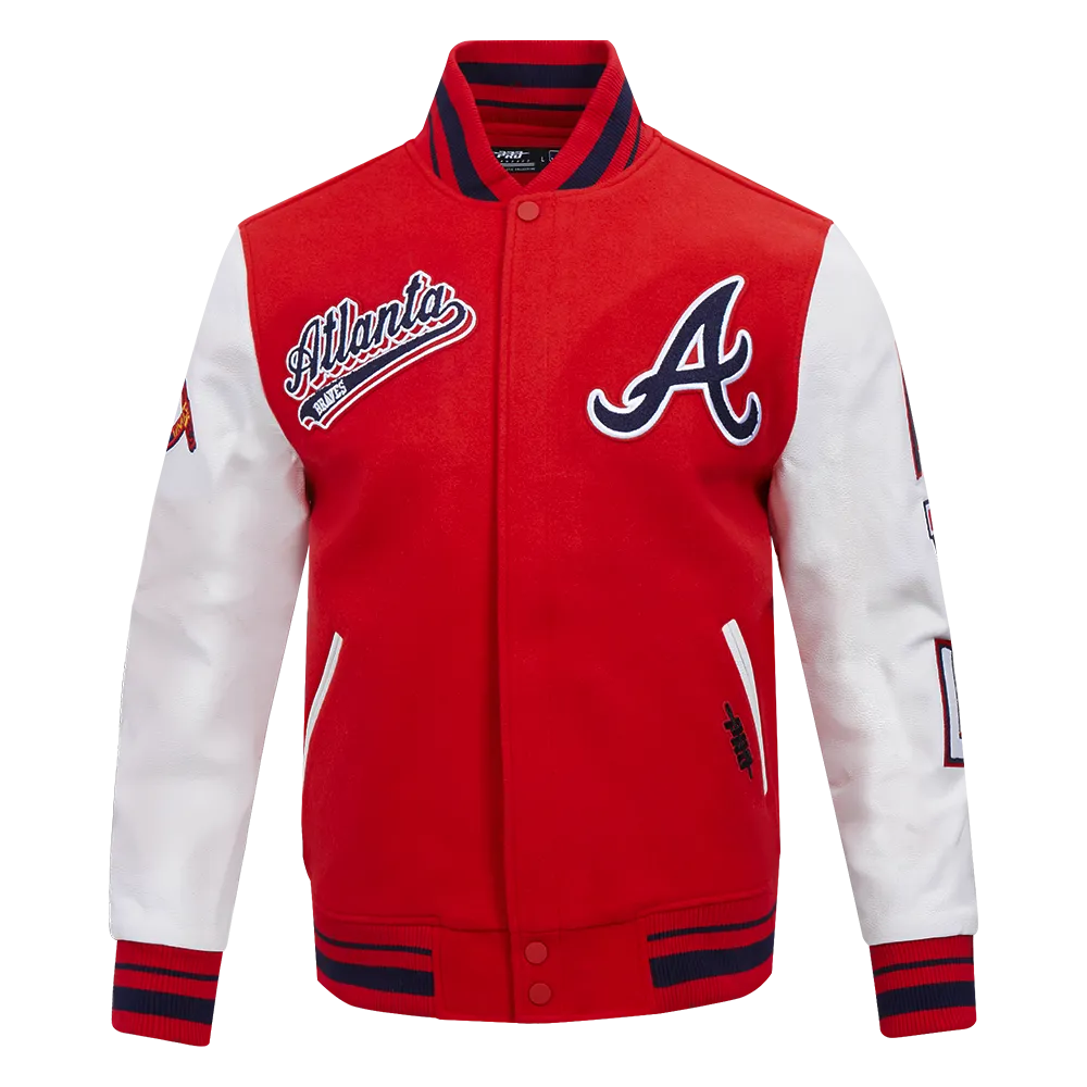 MLB ATLANTA BRAVES SCRIPT TAIL MEN'S RIB WOOL VARSITY (RED/WHITE/MIDNIGHT NAVY)