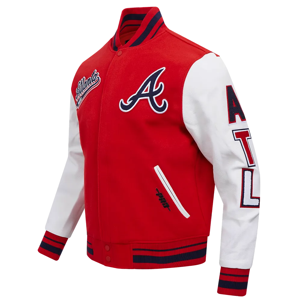 MLB ATLANTA BRAVES SCRIPT TAIL MEN'S RIB WOOL VARSITY (RED/WHITE/MIDNIGHT NAVY)