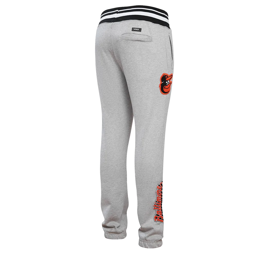 MLB BALTIMORE ORIOLES SCRIPT TAIL MEN'S RIB FLC SWEATPANT (HEATHER GRAY/BLACK)