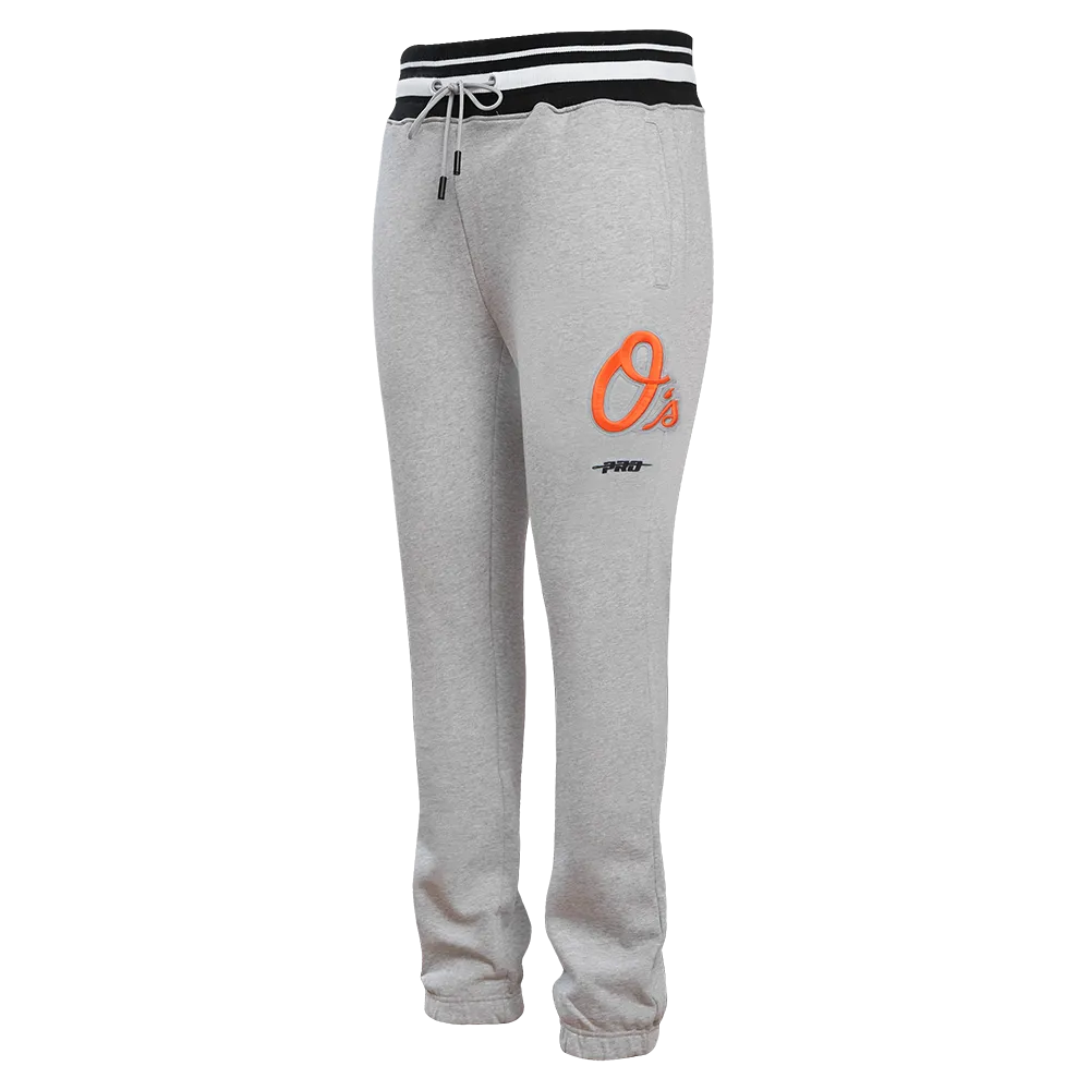 MLB BALTIMORE ORIOLES SCRIPT TAIL MEN'S RIB FLC SWEATPANT (HEATHER GRAY/BLACK)