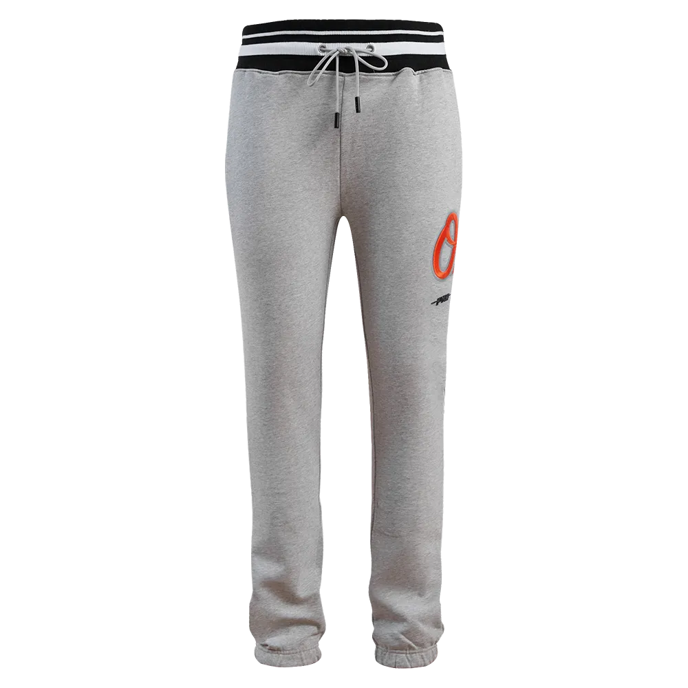 MLB BALTIMORE ORIOLES SCRIPT TAIL MEN'S RIB FLC SWEATPANT (HEATHER GRAY/BLACK)