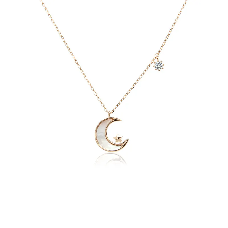 Moon & Star Mother of Pearl Necklace