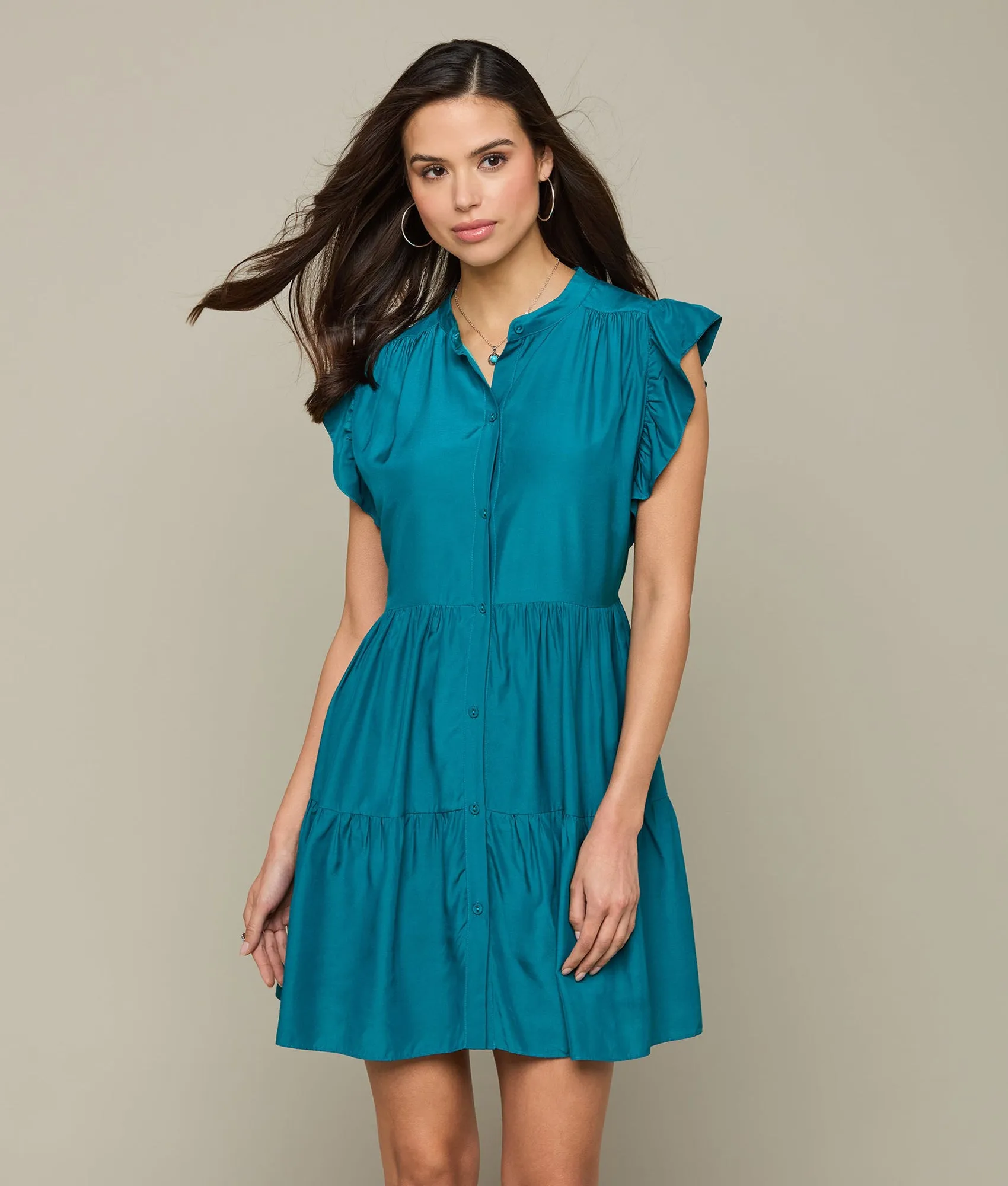 Neelie Button Dress :: Teal