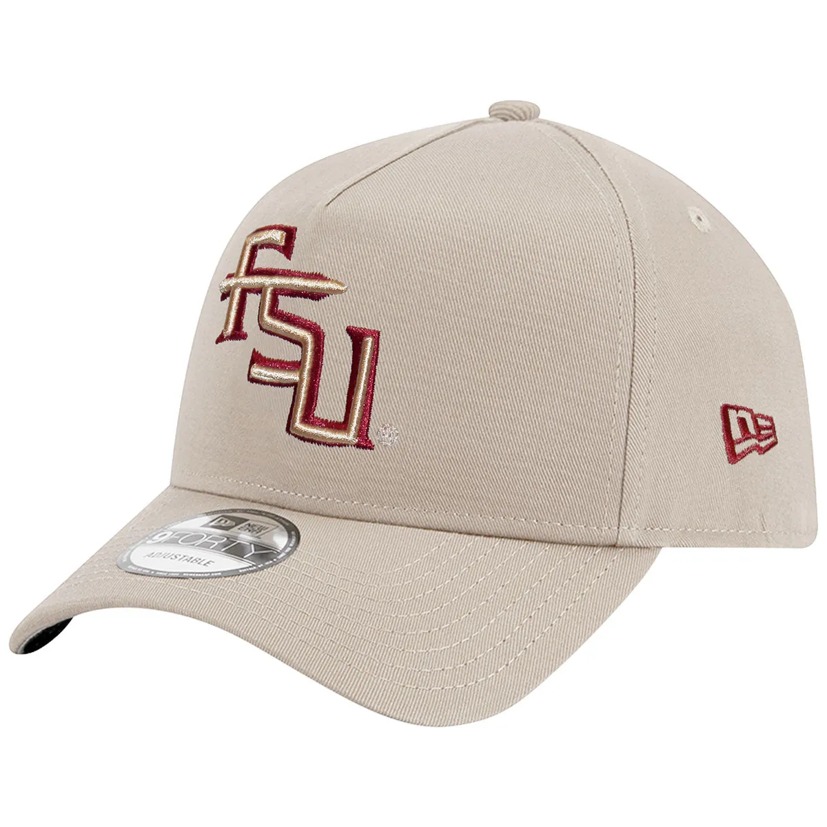 New Era Stacked FSU 9Forty A-Frame Adjustable Snapback Cap - Stone