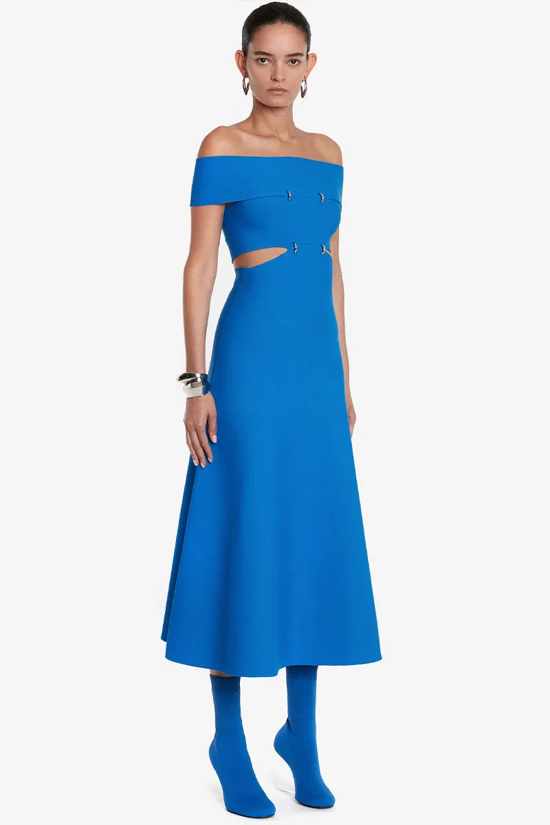 Off-The-Shoulder Slashed Midi Dress