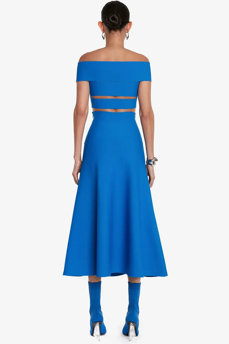 Off-The-Shoulder Slashed Midi Dress