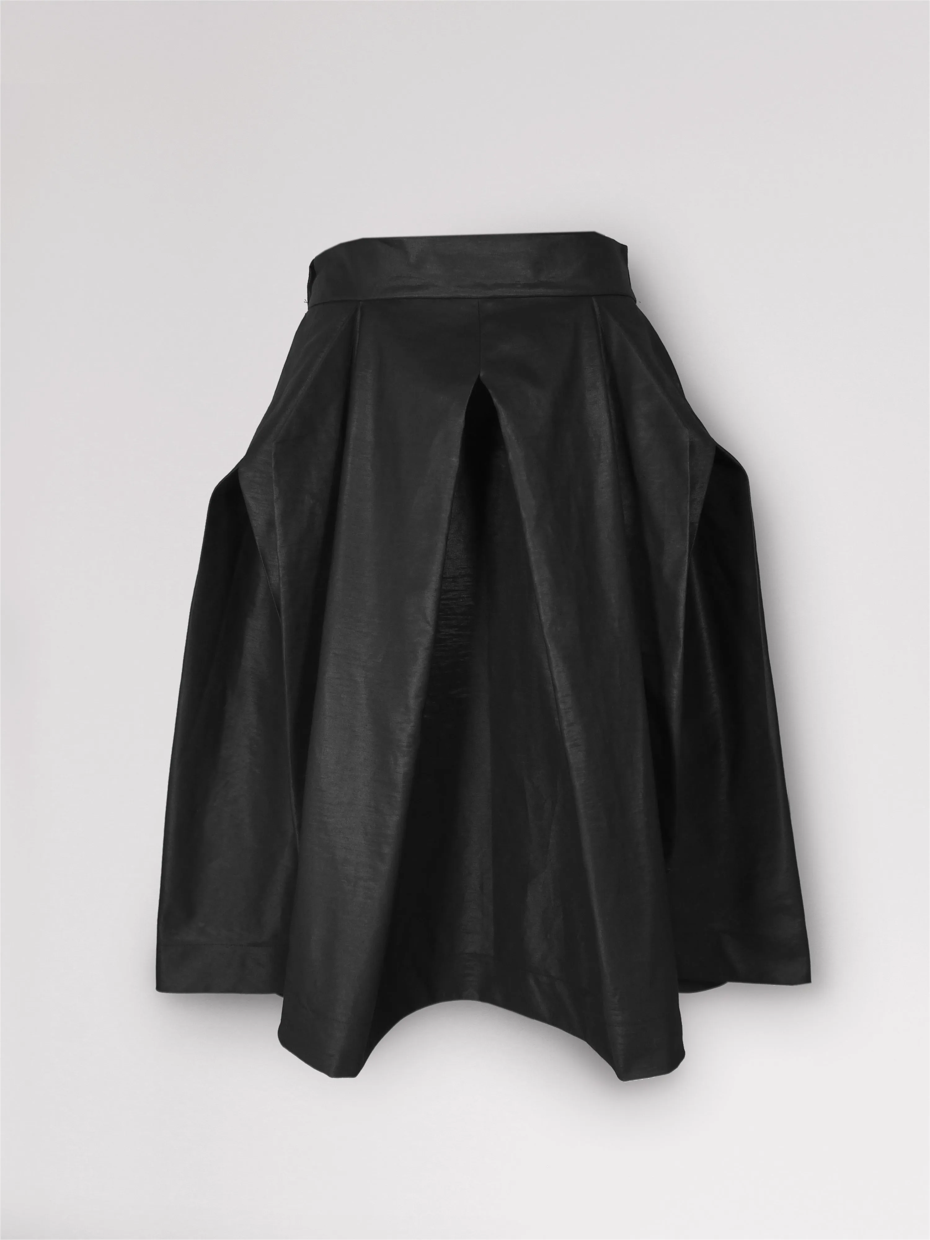 Origami Cotton Complex Pleats Skirt / Black