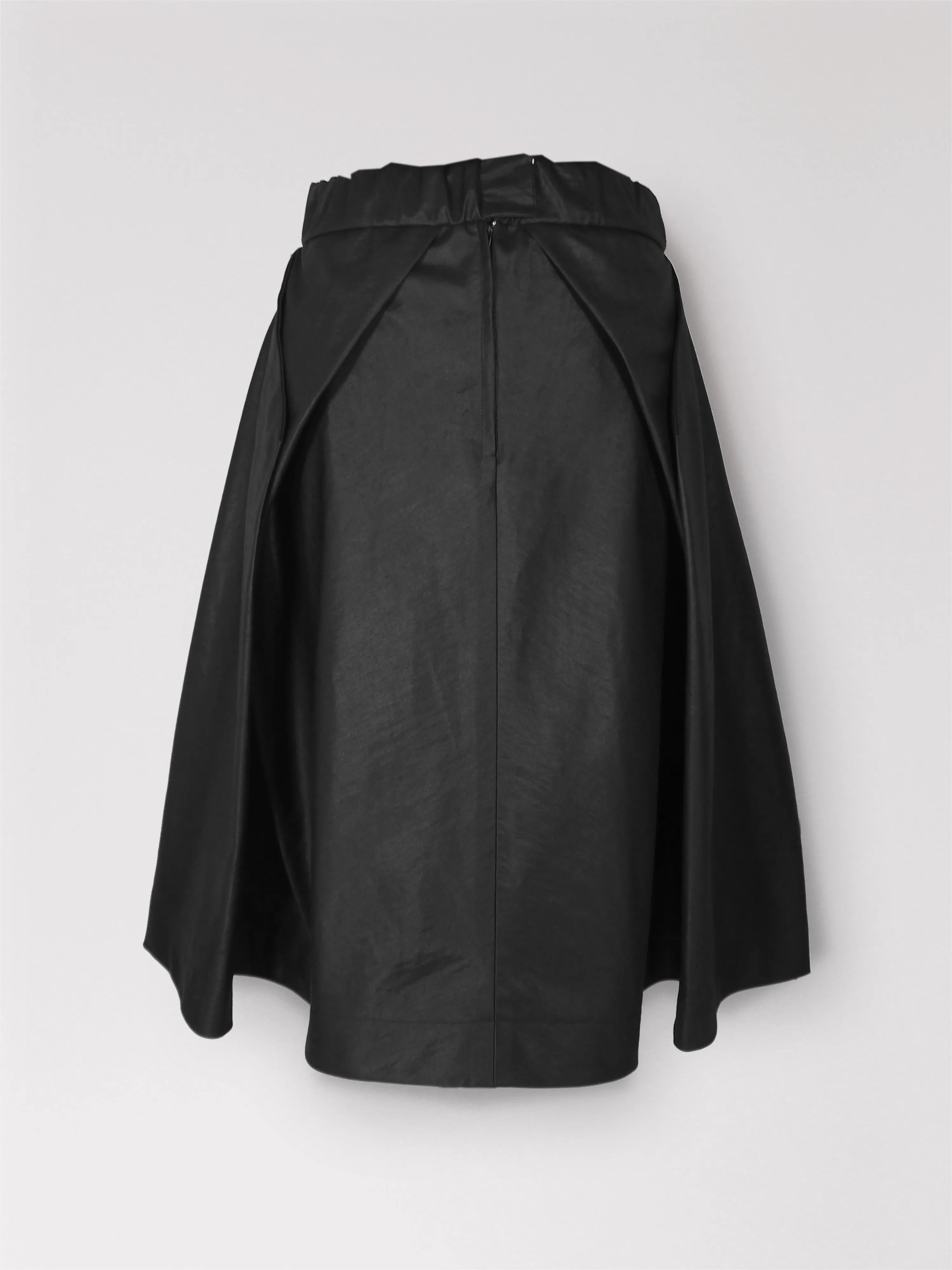 Origami Cotton Complex Pleats Skirt / Black