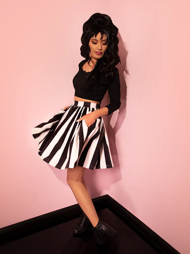 PRE-ORDER - Ghost Swing Skirt in Black & White Stripes (Petite) - Vixen by Micheline Pitt