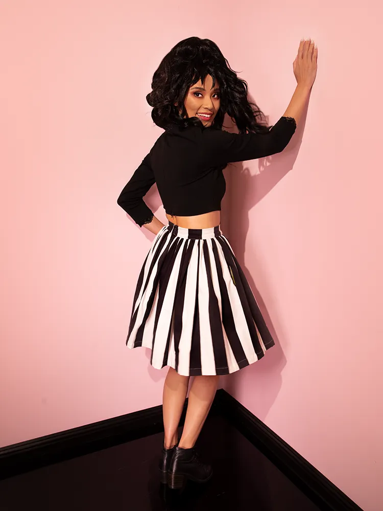 PRE-ORDER - Ghost Swing Skirt in Black & White Stripes (Petite) - Vixen by Micheline Pitt