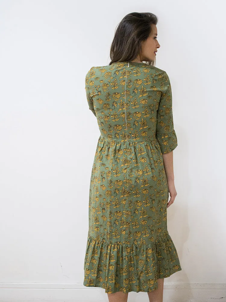 Rachelle Midi Dress - Green Floral