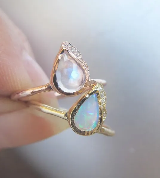 Raindrop Moonstone Ring