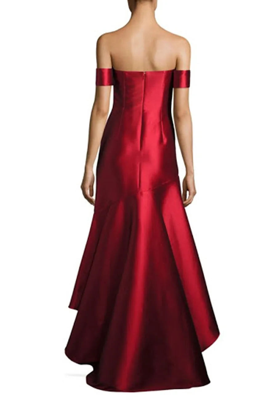 Red Strapless Satin High-low Gown