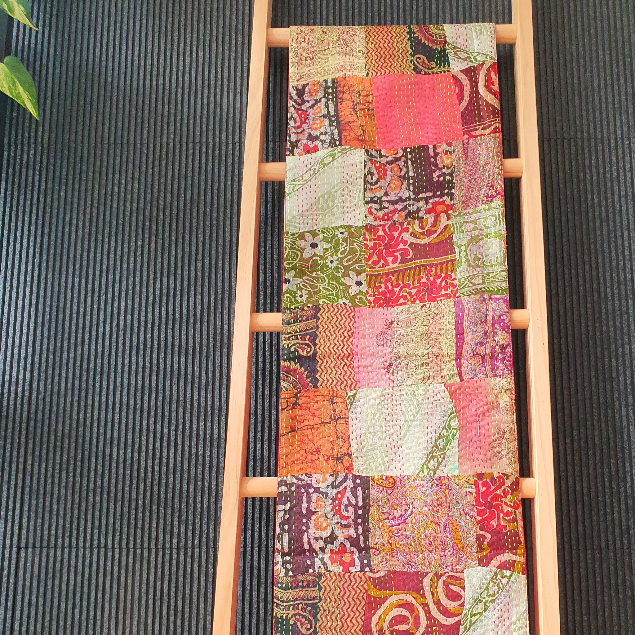 Red Vintage Kantha Table Runner