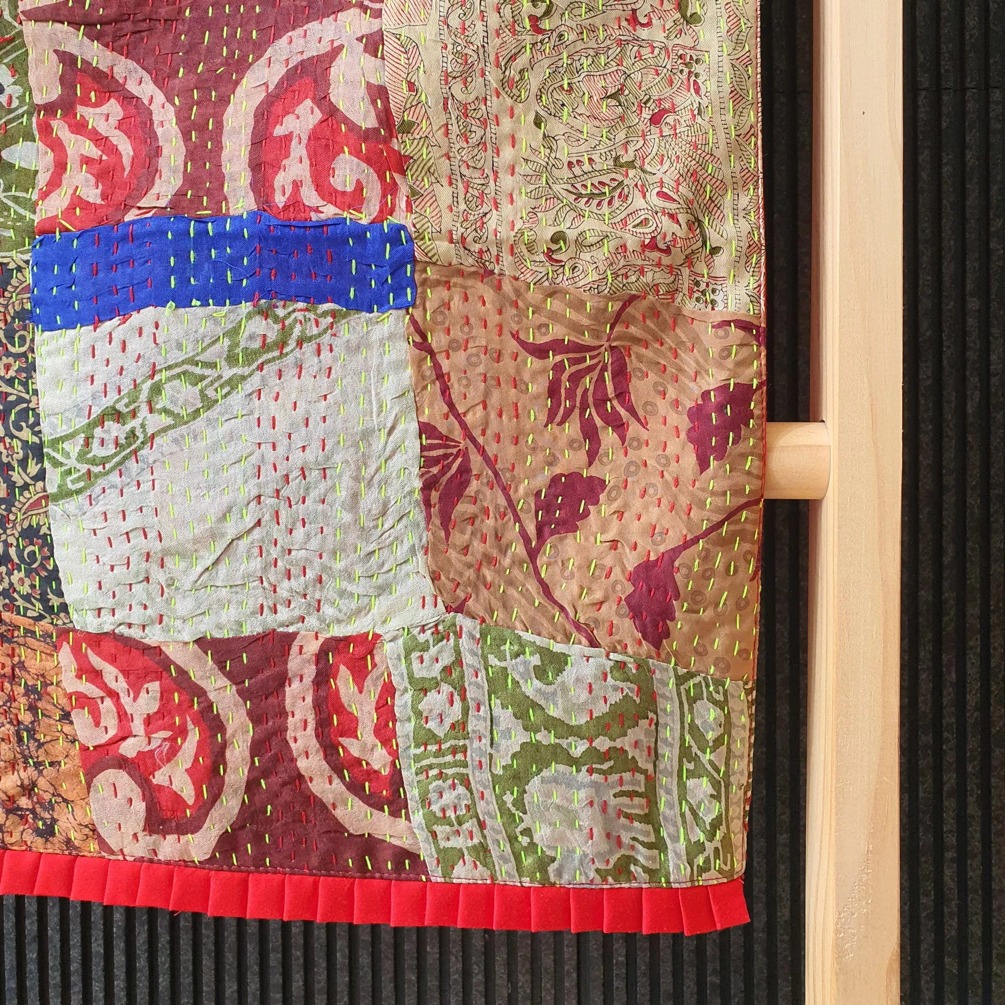 Red Vintage Kantha Table Runner