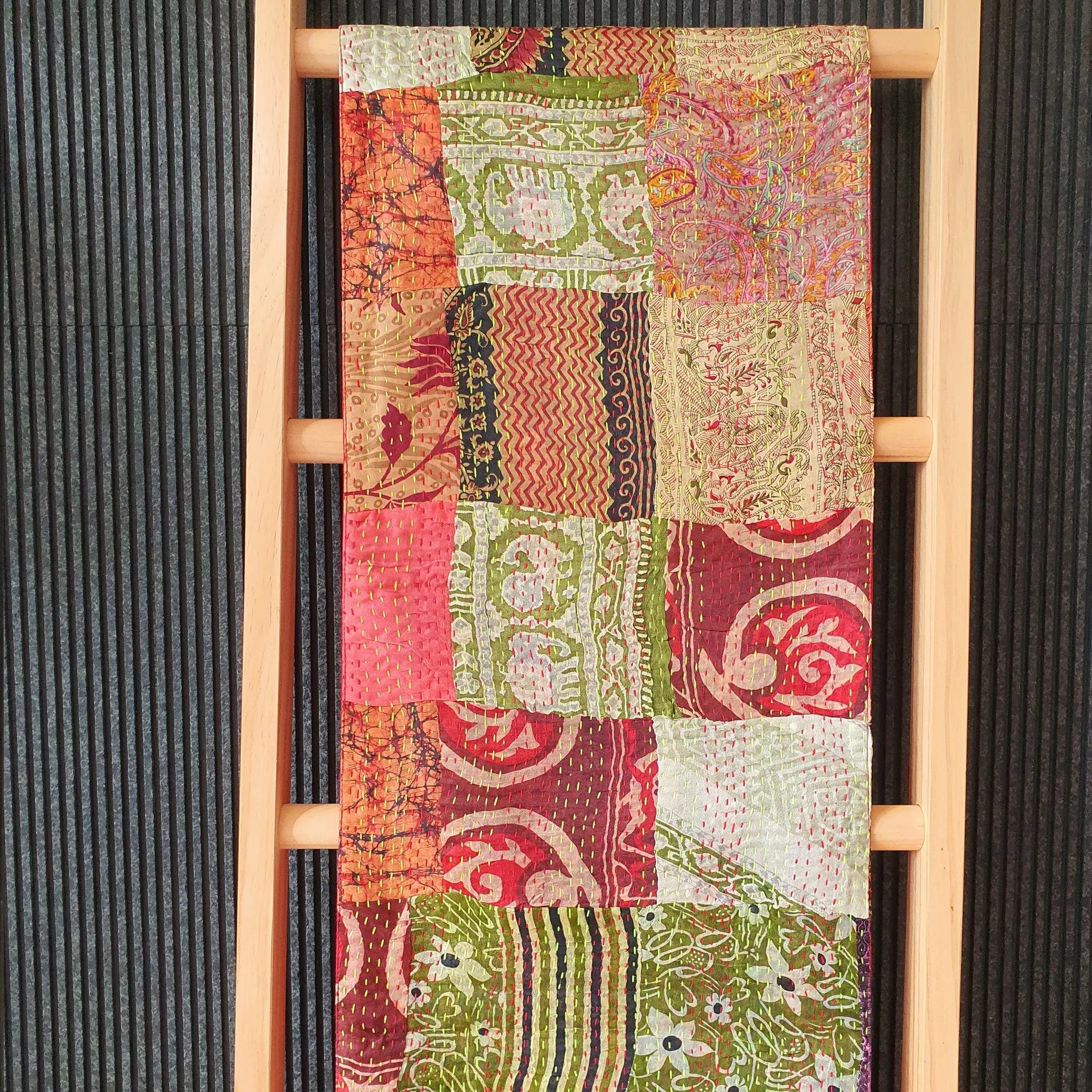 Red Vintage Kantha Table Runner