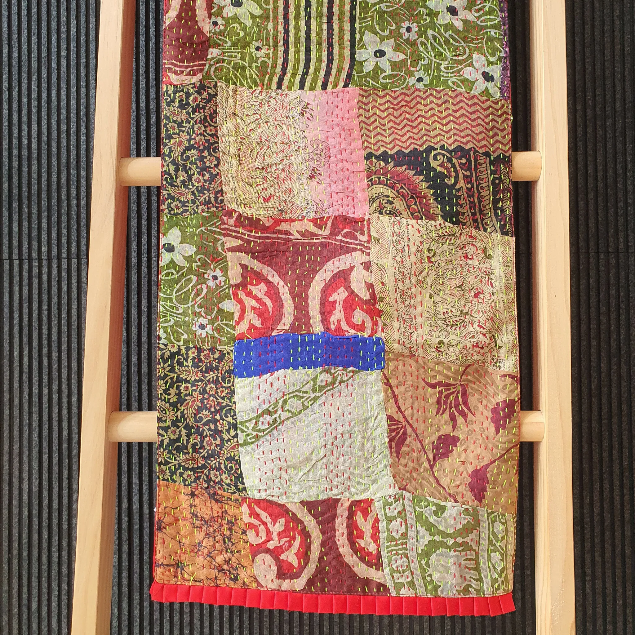 Red Vintage Kantha Table Runner