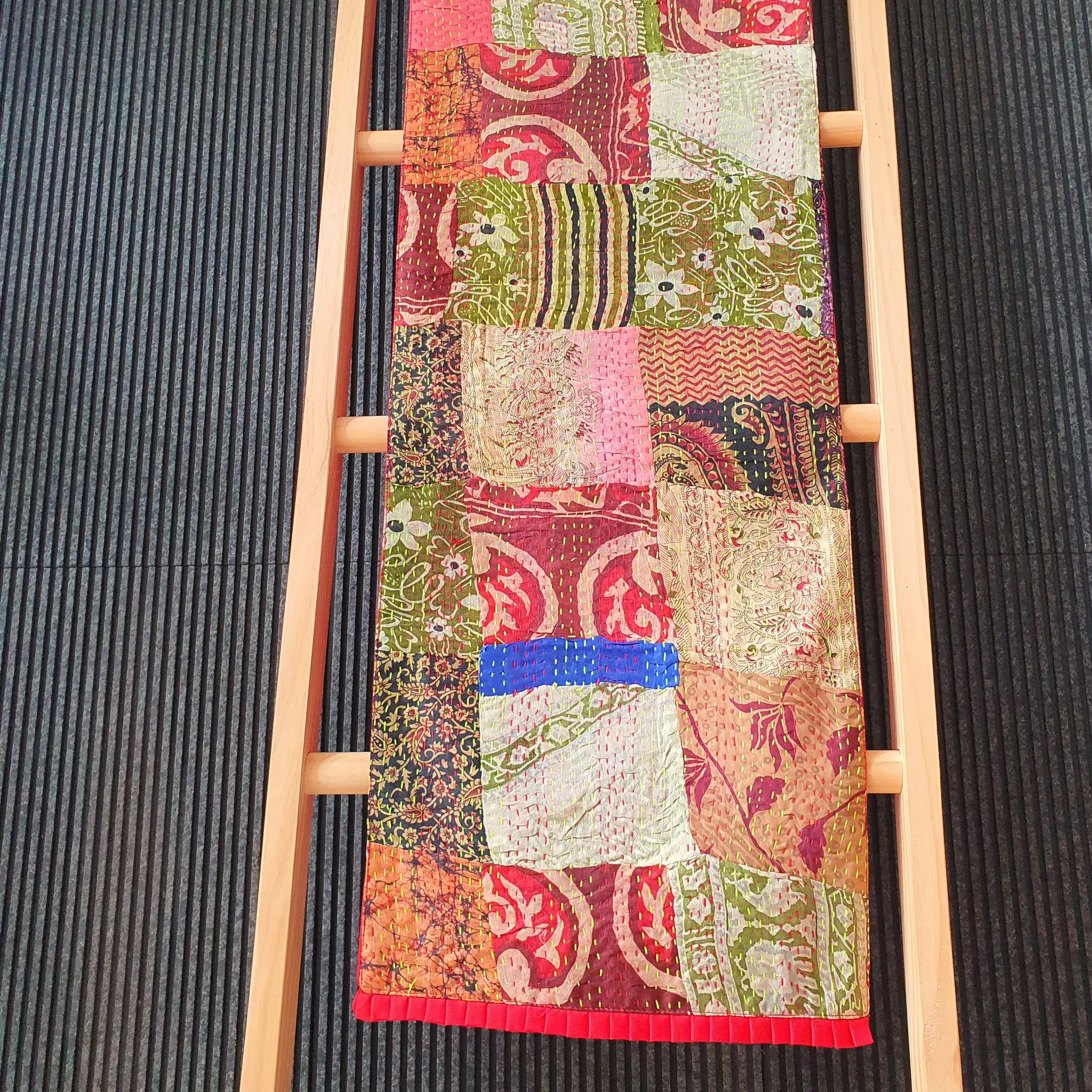 Red Vintage Kantha Table Runner