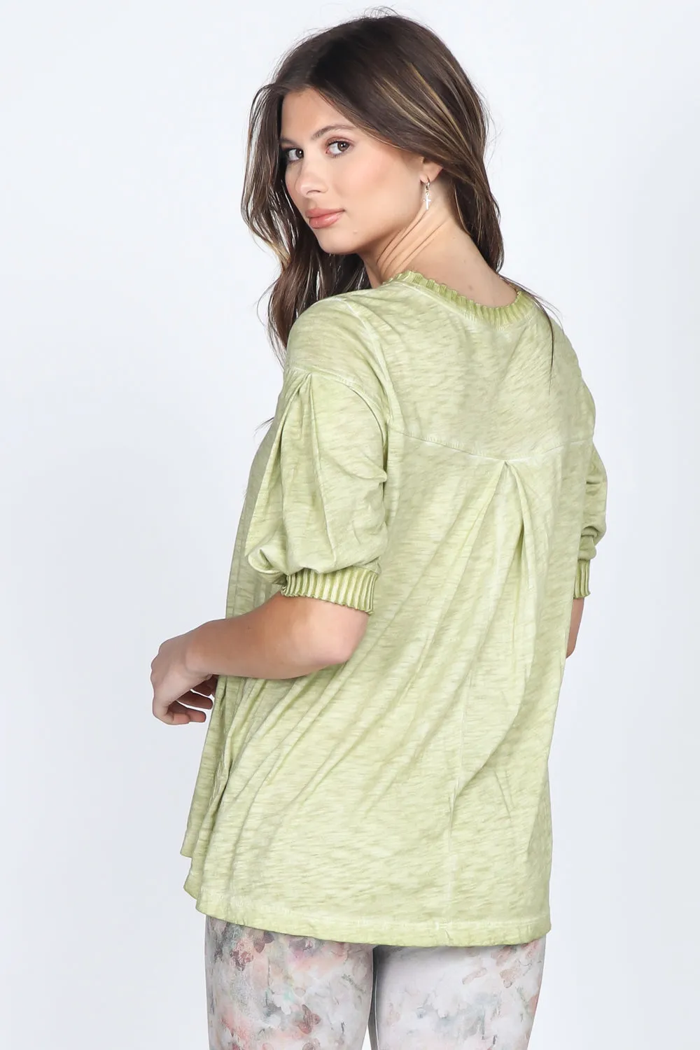 Ribbed Hem Sleeve Top