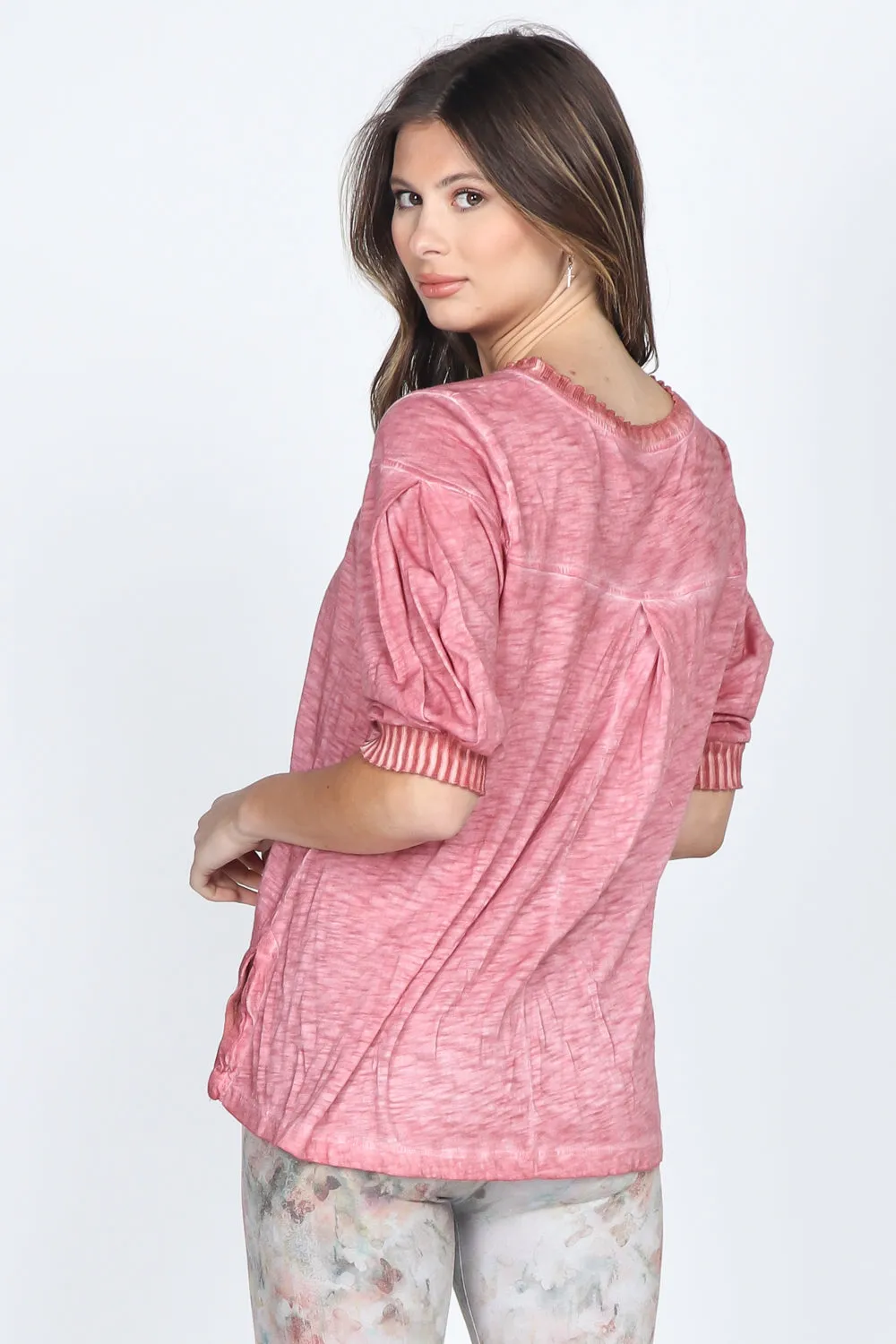 Ribbed Hem Sleeve Top