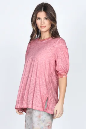 Ribbed Hem Sleeve Top