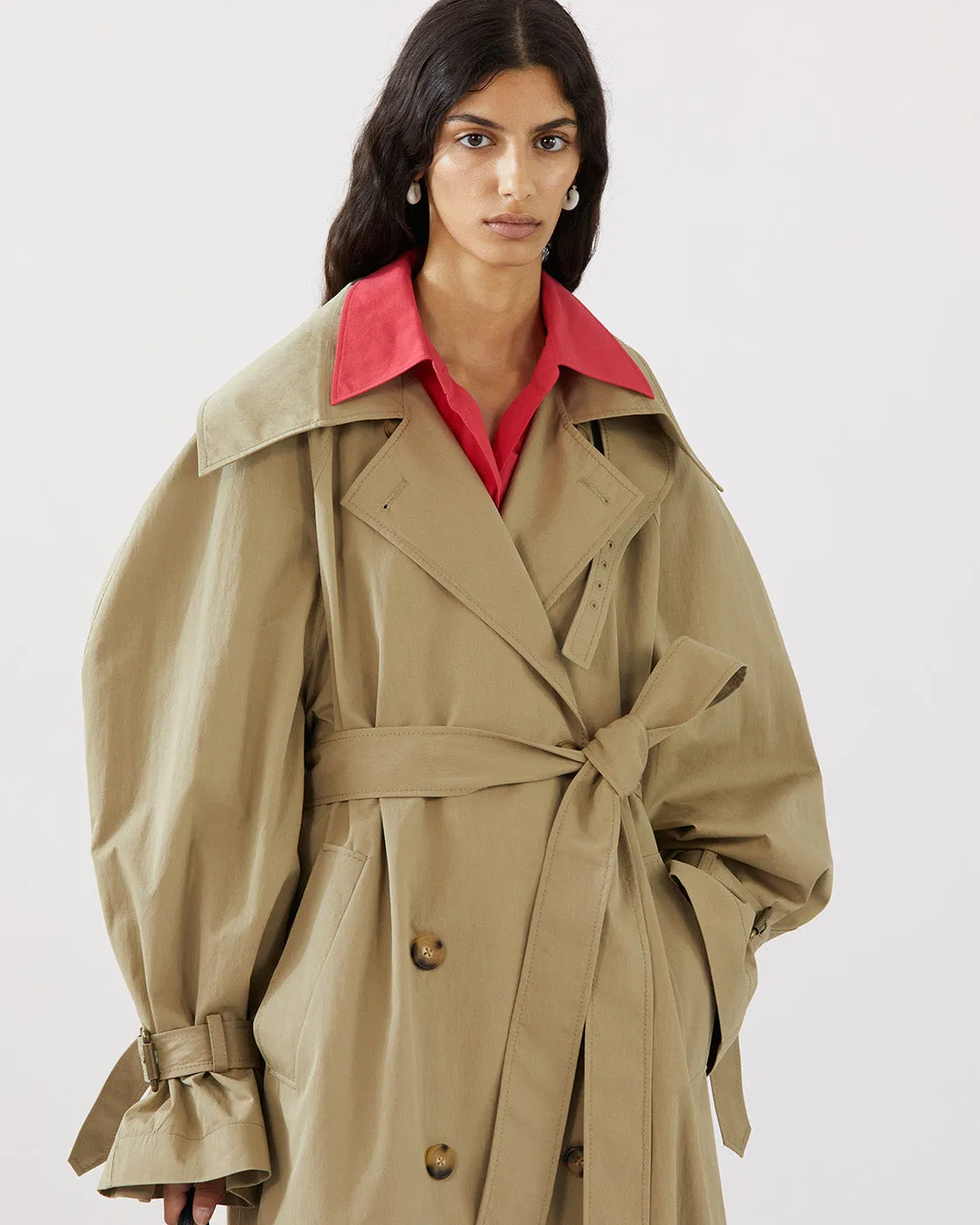 Romy Trenchcoat Cotton Blend Twill Sage