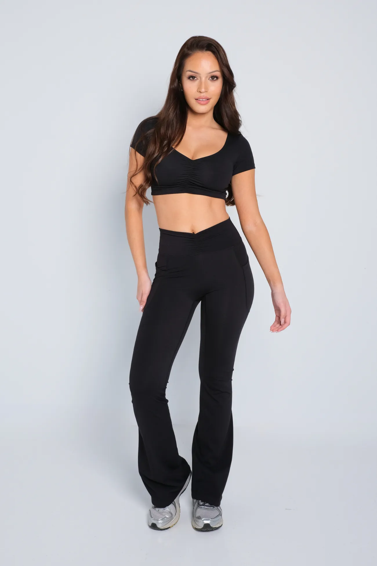 Ruched Crop Top - Black