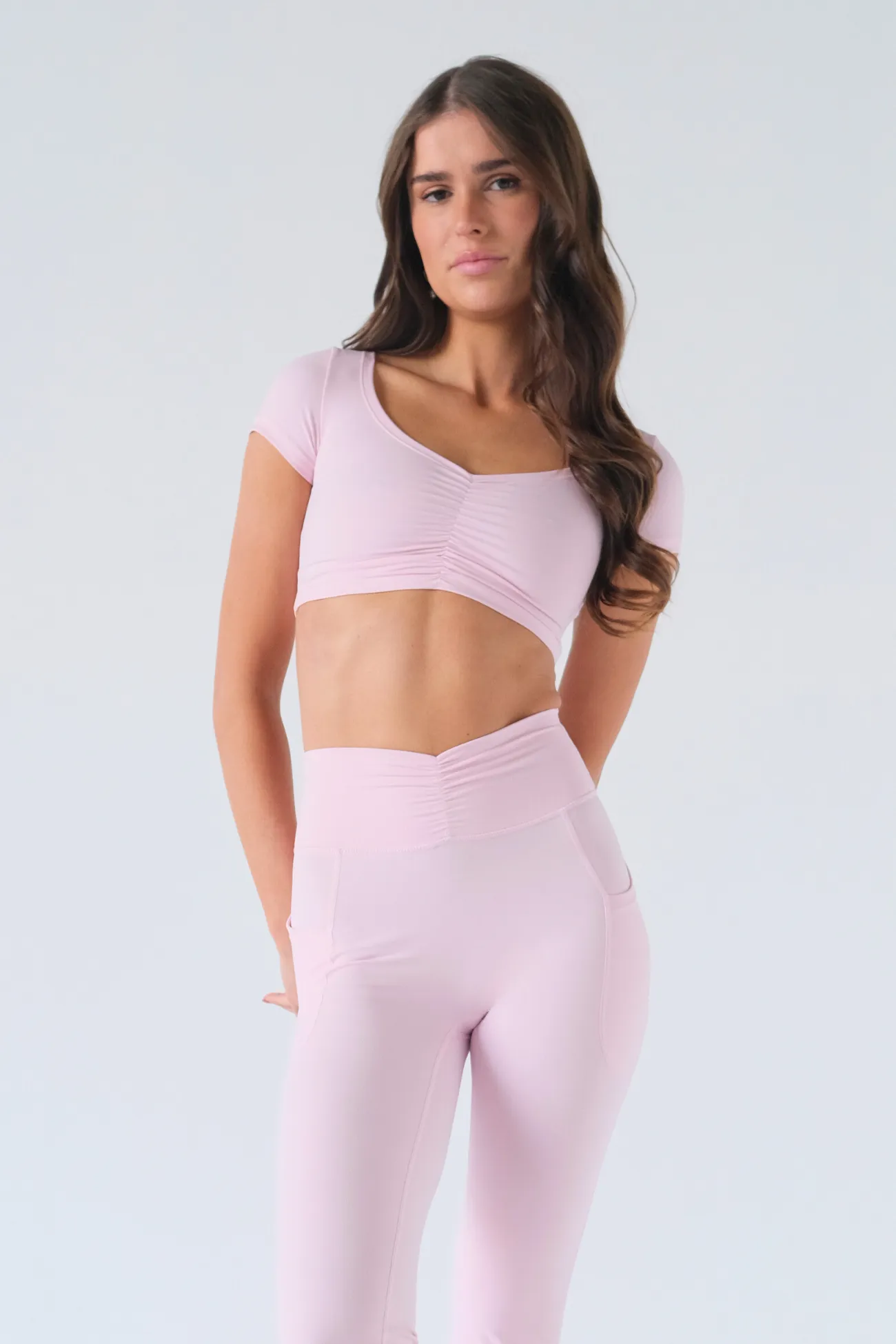 Ruched Crop Top - Cherry Blossom