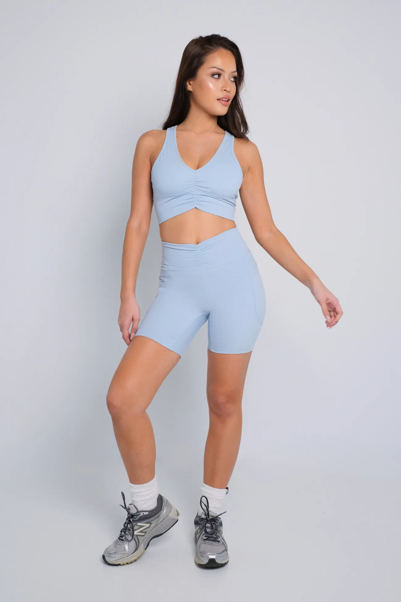 Ruched Sports Bra - Baby Blue