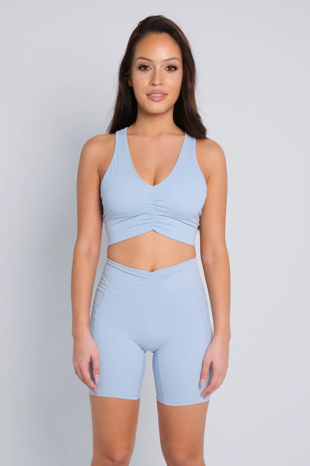 Ruched Sports Bra - Baby Blue