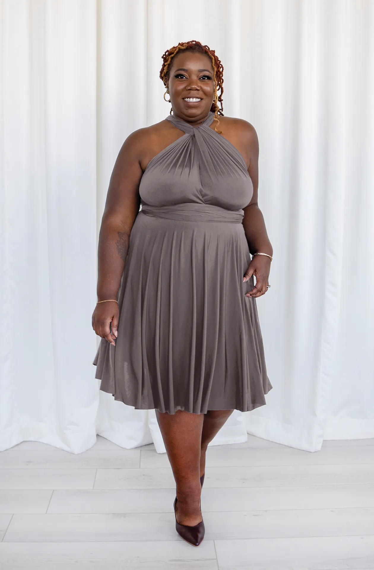 Sakura Midi Tender Taupe / Plus Size - Convertible Semi-Formal Dresses