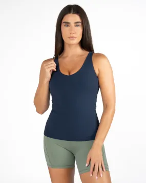 Shakti Ribbed Tank (Long)  - Navy